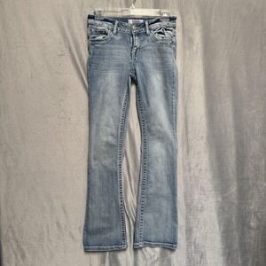 Telepatía Jeans Womens‎ 29 Light Wash Bootcut Rhinestone Cross Pockets Bling